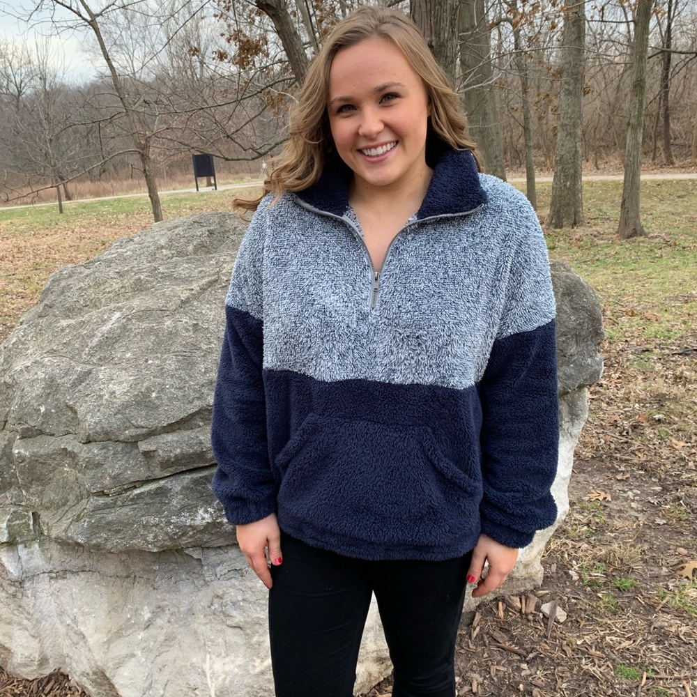 Fuzzy Block Color Pullover